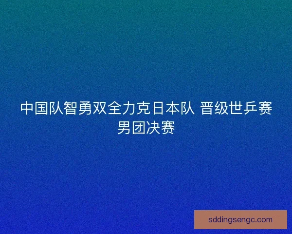 中国队智勇双全力克日本队 晋级世乒赛男团决赛