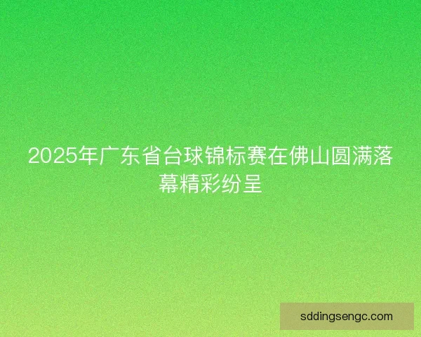 2025年广东省台球锦标赛在佛山圆满落幕精彩纷呈
