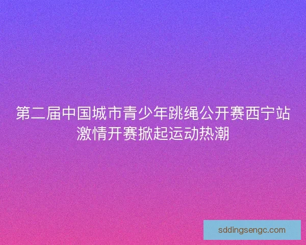 第二届中国城市青少年跳绳公开赛西宁站激情开赛掀起运动热潮
